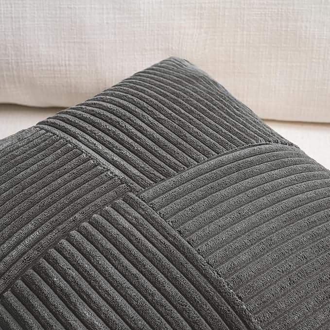 Fancy Homi 2 Packs Dark Gray Lumbar Decorative Throw Pillow Covers 16x28 Inch - Image 3