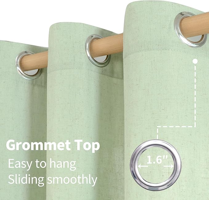 YoungsTex Sage Linen Curtains for Living Room Spring Decor, Light Green Light - Image 7