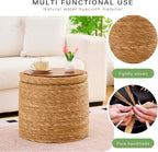 Wimarsbon Round Pouf Ottomans, Handwoven Natural Water Hyacinth Seagrass Pouffe - Image 4