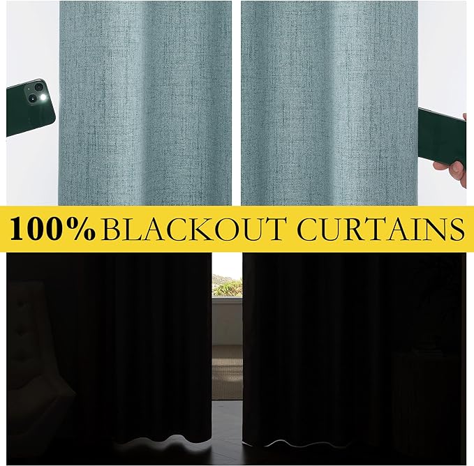 NICETOWN 100% Absolutely Blackout Linen Curtains - Image 3