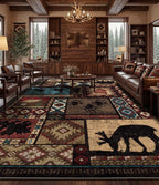 Rustic Cabin Rugs for Living Room 9x12, Wildlife Bear & Deer Area Rug, Washable - Image 5