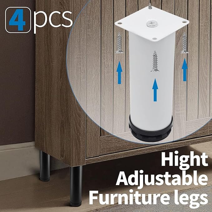 6 Inch Metal Furniture Legs Stainless Steel Adjustable Legs White Metal Legs - Image 5