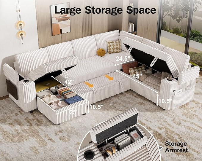 Vipbear 111" Modular Sectional Sleeper Sofa - Image 7