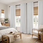 MIULEE 100% Blackout Linen Curtains 42 x 90 Inch Heathered White 2 Panels | - Image 8