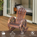 Outvita Adirondack Rocking Chair, Wood Wagon Rocker, Outdoor Wooden Carbonized - Image 5