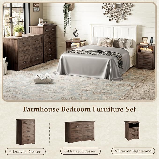 AODK Farmhouse 6 Drawer Dresser - Image 8