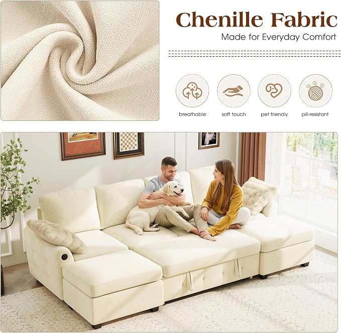 Ihanherry L-Shaped Sectional Sofa Bed, 6-Seater Convertible Pull Out Sleeper - Image 4