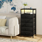 BOLUO Black Dresser with 5 Drawers Tall Nightstand with Charging Station and - Image 5