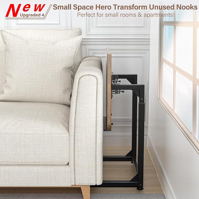 Tv Tray Table, 8-Level Adjustable Height Couch Side Table，90° Tilt Angle - Image 6