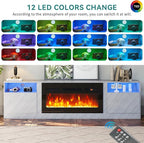 oneinmil 80” TV Stand with 36” Electric Fireplace, Large Modern Media - Image 3