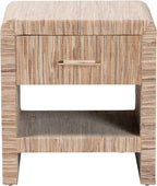 Bali & pari Callan Bohemian Woven Natural Grasscloth 1-Drawer Nightstand - Image 5