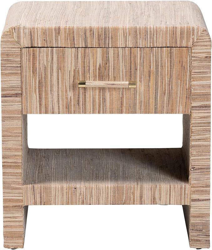Bali & pari Callan Bohemian Woven Natural Grasscloth 1-Drawer Nightstand - Image 5