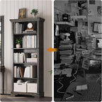 5-Tier Farmhouse Bookshelf, 61.1 inch Tall Bookcase - Image 3
