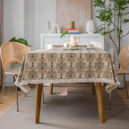 VClife Beige Floral Print Table Cloth, Linen Texture Tablecloth by VCLIFE