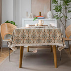 VClife Beige Floral Print Table Cloth, Linen Texture Tablecloth by VCLIFE
