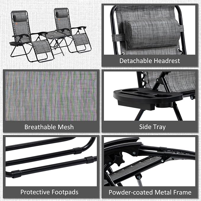 Outsunny Zero Gravity Chair Set - Image 7