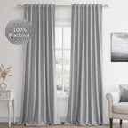 Grey 100% Blackout Curtains 84 Inch Length 2 Panels Set by Guken