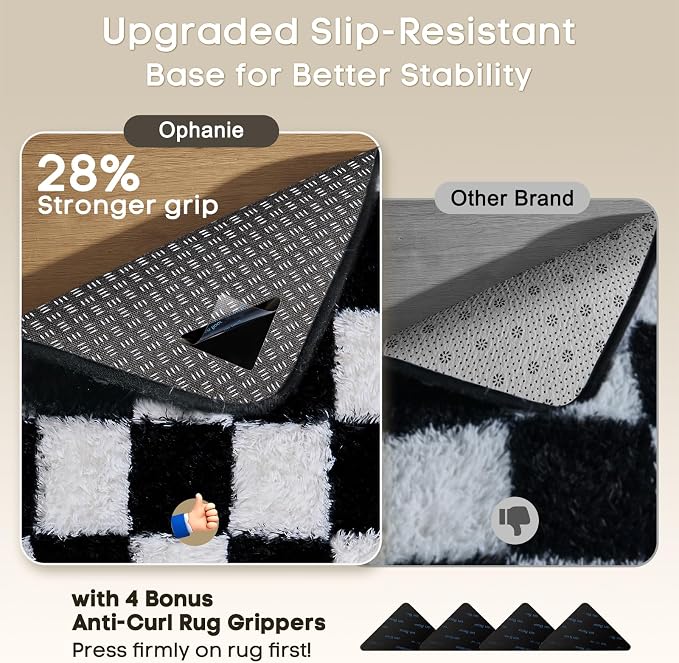 Ophanie Checkered Black & White Rug - Image 6