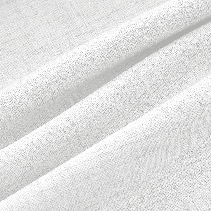 MIULEE 100% Blackout Linen Curtains 42 x 84 Inch Bright White 2 Panels | - Image 9