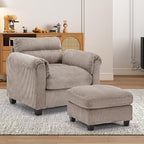 HAOMARKETS Corduroy 2-Piece Sofa Set, Upholstered Ottoman and Accent Chair Sofa - Image 6