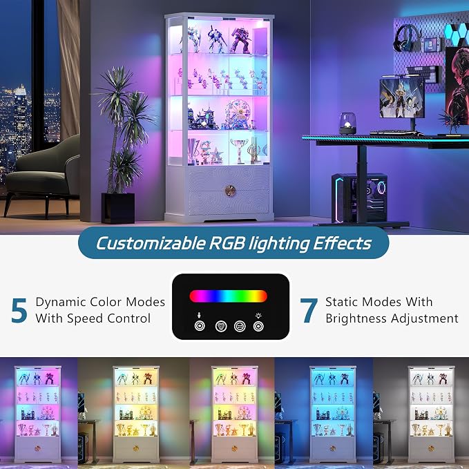 TAGELIER RGB Glass Display Cabinet - Image 3