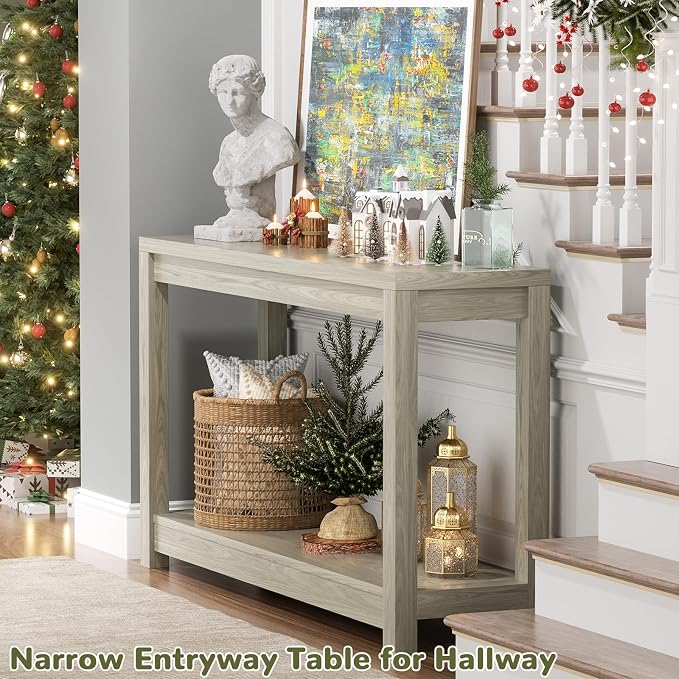Besiost Small Farmhouse Wood Entryway Table Narrow Console Table - Image 4