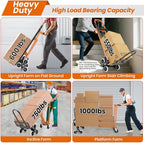 4-in-1 Hand Truck Dolly Heavy Duty Industrial Convertible, 1000 LBS Stair - Image 5