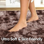4x6 Tie-Dyed Brown Fluffy Soft Area Rug Non-Slip - Image 5