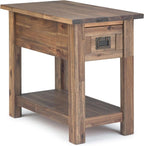 SIMPLIHOME Monroe Narrow Side Table – 14 inch Wide Solid Acacia Wood Narrow End by SimpliHome