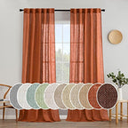 MIULEE Rust Fall Linen Curtains 52x90 Inch 2 Panels by MIULEE