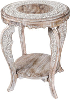 Farmhouse Round Accent End Table, Rustic Side Table Nightstands by TheWoodenTown