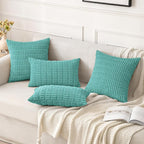 MIULEE Corduroy Decorative Throw Pillow Covers 20x20 Aqua Green Pack of 2 | - Image 2