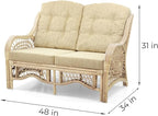 Malibu Lounge Loveseat Natural Color, Sofa Natural Rattan Wicker Handmade Design - Image 2