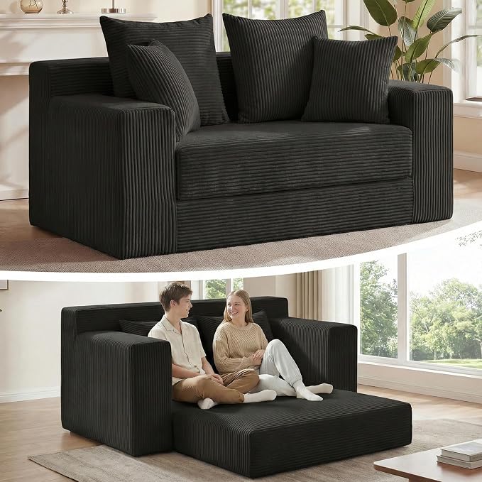 3-in-1 Convertible Sofa Bed: Boneless Loveseat Sleeper & Folding Couch Bed by Winzoo