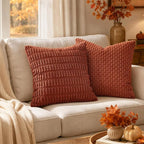 MIULEE Fall Euro Sham Decorative Throw Pillow Covers 26x26 Rust Pack of 2 | - Image 2