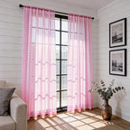 SpaceDresser Check Sheer Curtains 96 Inches 2 Panels Set, Rod Pocket Plaid - Image 4