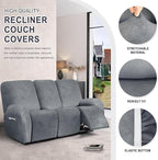 ANARACHON Leather Look Recliner Couch Cover, 8-Pieces Stretch Recliner Sofa - Image 4