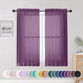 Sheer Curtains 54 Inch Length 2 Panels Set, Plam Clear Sheer Short Curtains by OWENIE