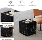16'' Cube Coffee Table with Marble Stone Pattern, Square No Assembly End Table - Image 5