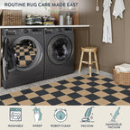 Lahome Checkered Easy Jute Entryway Rug, 3ft Round Washable Rugs Black | - Image 5