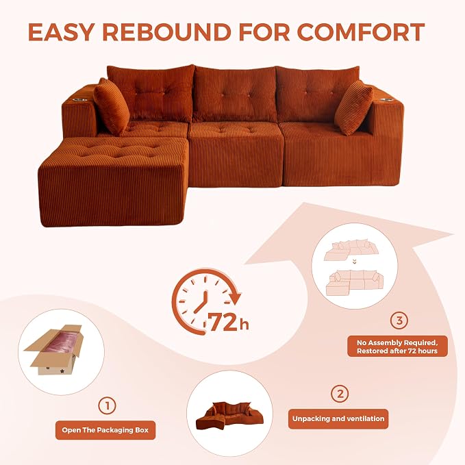 MAXYOYO Modular Sectional Sofa Couch, L Shaped Modern Cloud Couch - Image 6