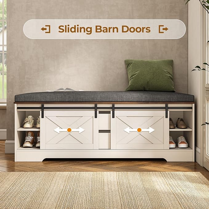 UPOSOJA 60“ Farmhouse Storage Bench - Image 5