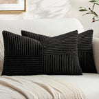 MIULEE Black Decorative Lumbar Throw Pillow Covers 12x20 Inch 2 Pack | Boho by MIULEE