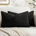 MIULEE Black Decorative Lumbar Throw Pillow Covers 12x24 Inch 2 Pack | Boho by MIULEE