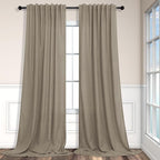 Extra Long Curtains 2 Panels Set Dark Taupe Linen Curtains 108 inches Long by Pitalk