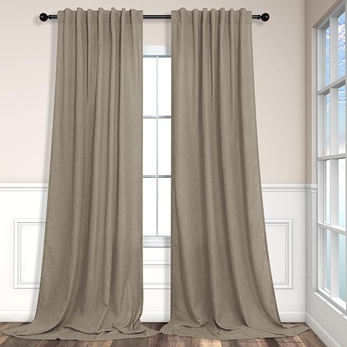 Pitalk Back Tab Linen Curtains 96 inches Long 2 Panels Set by Pitalk