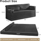 78" Boneless Couch, 5-in-1 Convertible Sofa Bed Tri Folding Mattress - Image 2