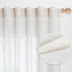 MYSKY HOME Natural Linen White Curtains 80 Inches Long, Semi Sheer Soft Cotton by MYSKYHOME