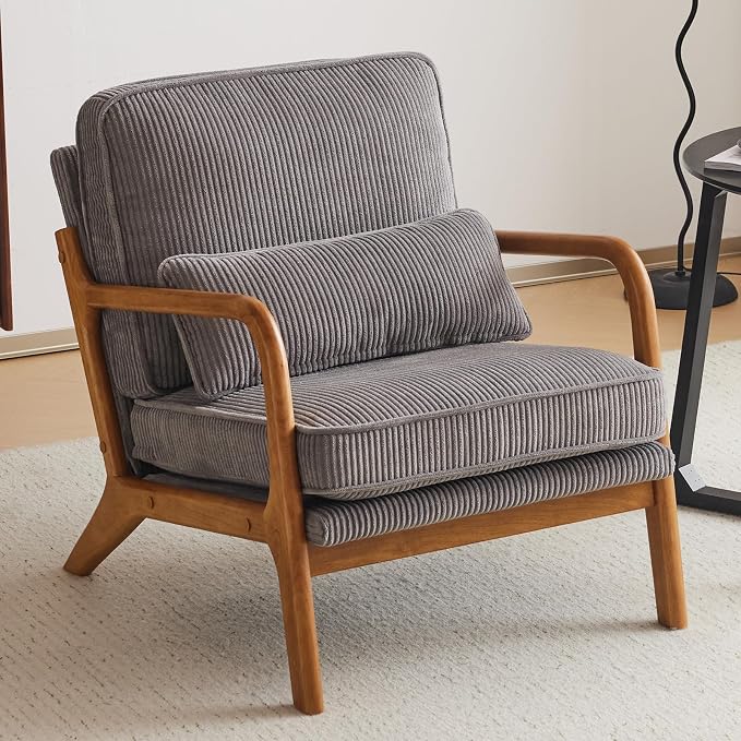 VINGLI Upgraded Premium Corduroy Accent Chair, Upholstered Arm Chair, Solid by VINGLI