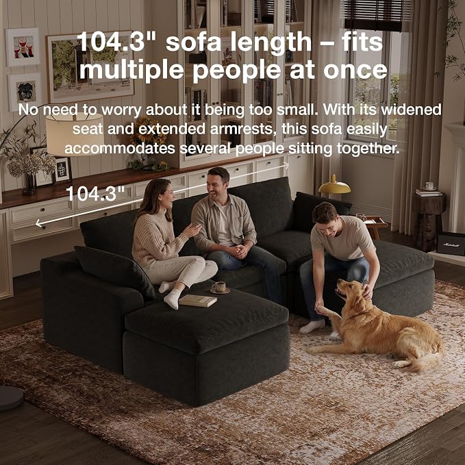 Novilla 104.3" Modular Cloud Couch, Modern Sectional Sofa - Image 17